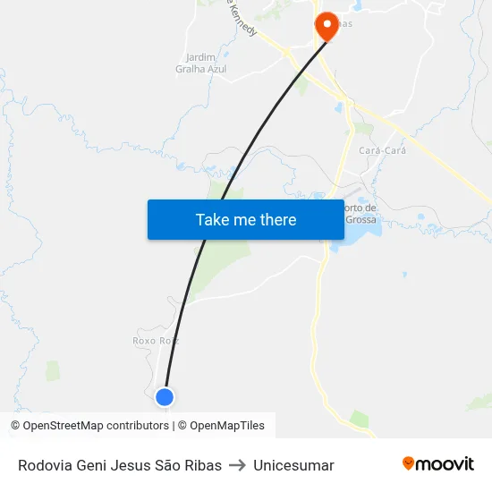 Rodovia Geni Jesus São Ribas to Unicesumar map