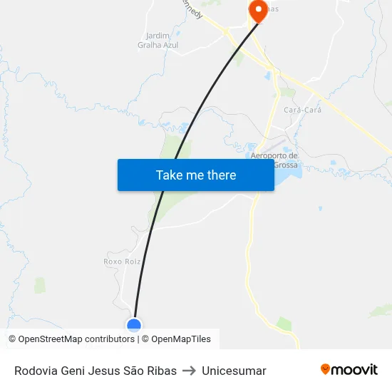 Rodovia Geni Jesus São Ribas to Unicesumar map