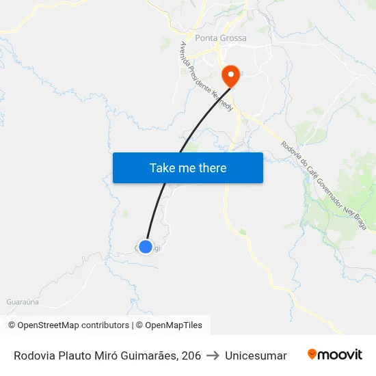 Rodovia Plauto Miró Guimarães, 206 to Unicesumar map