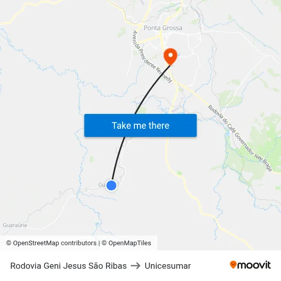 Rodovia Geni Jesus São Ribas to Unicesumar map