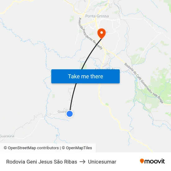 Rodovia Geni Jesus São Ribas to Unicesumar map