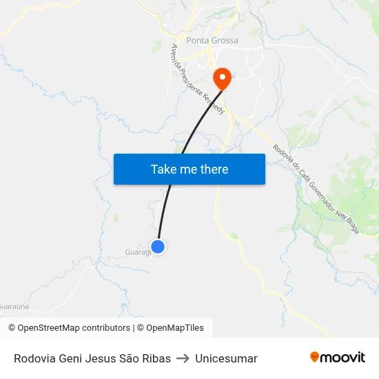 Rodovia Geni Jesus São Ribas to Unicesumar map