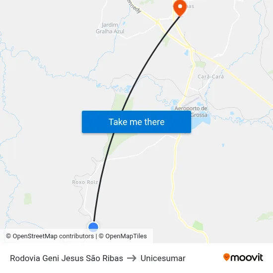 Rodovia Geni Jesus São Ribas to Unicesumar map