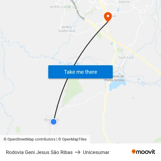 Rodovia Geni Jesus São Ribas to Unicesumar map