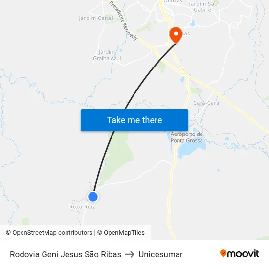 Rodovia Geni Jesus São Ribas to Unicesumar map