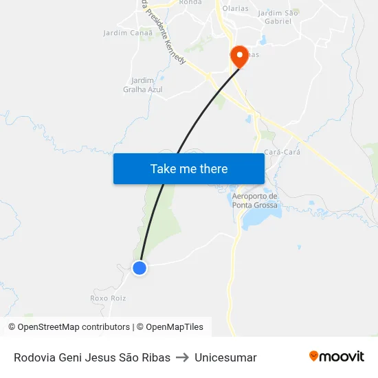 Rodovia Geni Jesus São Ribas to Unicesumar map