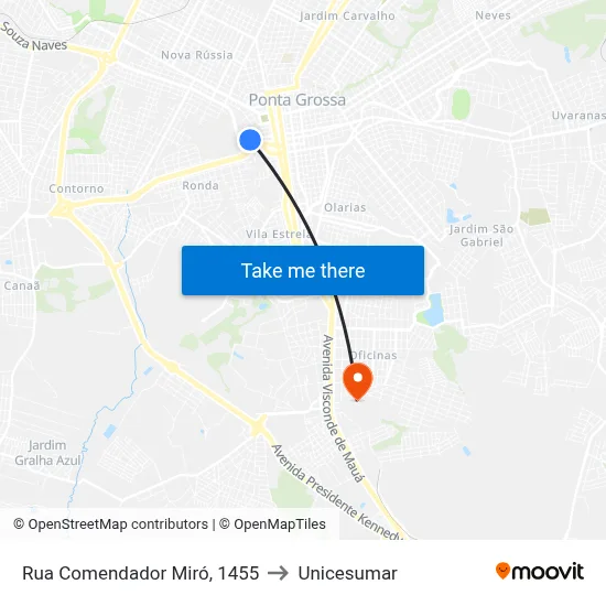 Rua Comendador Miró, 1455 to Unicesumar map