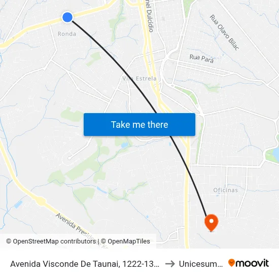 Avenida Visconde De Taunai, 1222-1372 to Unicesumar map