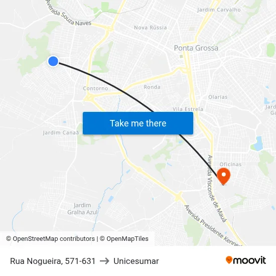 Rua Nogueira, 571-631 to Unicesumar map