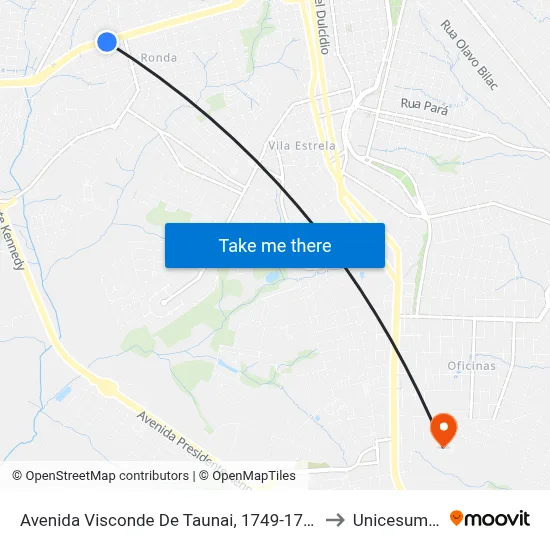 Avenida Visconde De Taunai, 1749-1781 to Unicesumar map