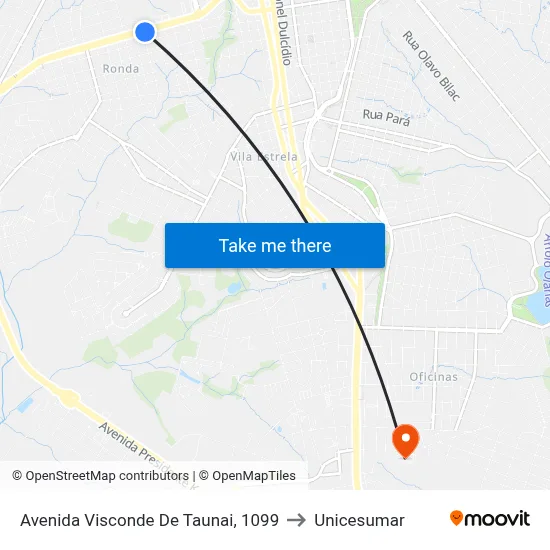 Avenida Visconde De Taunai, 1099 to Unicesumar map