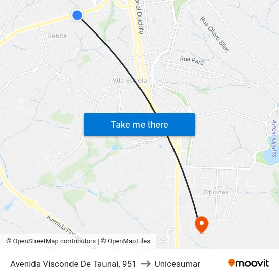Avenida Visconde De Taunai, 951 to Unicesumar map