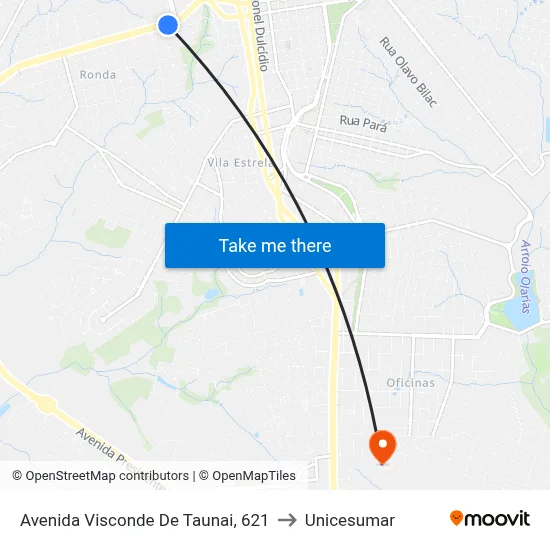 Avenida Visconde De Taunai, 621 to Unicesumar map