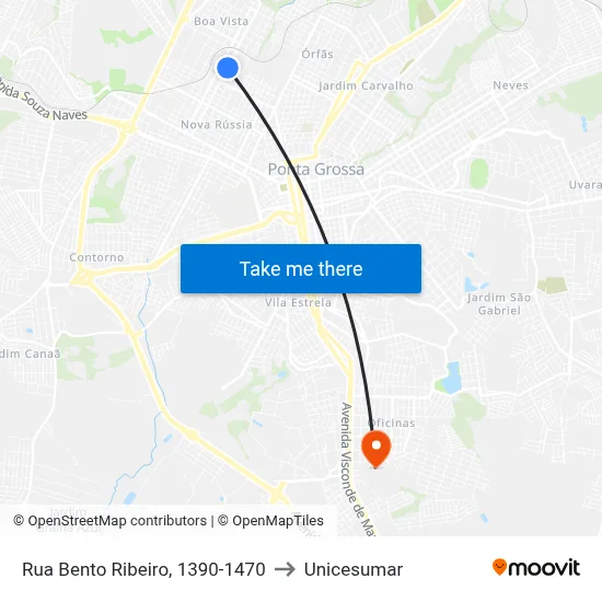 Rua Bento Ribeiro, 1390-1470 to Unicesumar map