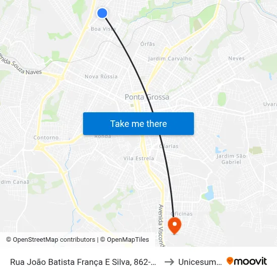 Rua João Batista França E Silva, 862-952 to Unicesumar map