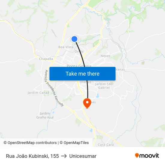 Rua João Kubinski, 155 to Unicesumar map