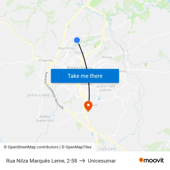 Rua Nilza Marquês Leme, 2-58 to Unicesumar map