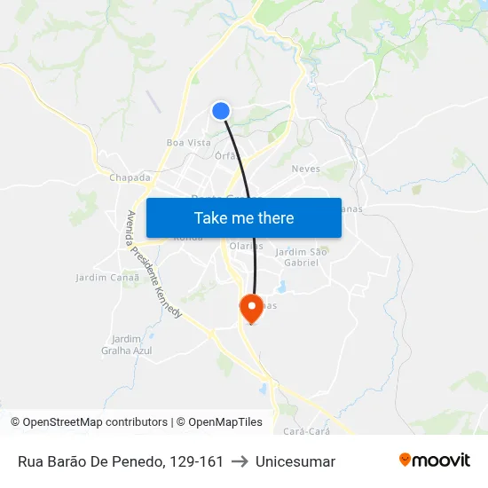 Rua Barão De Penedo, 129-161 to Unicesumar map