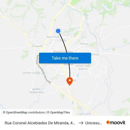 Rua Coronel Alcebíades De Miranda, 445-485 to Unicesumar map
