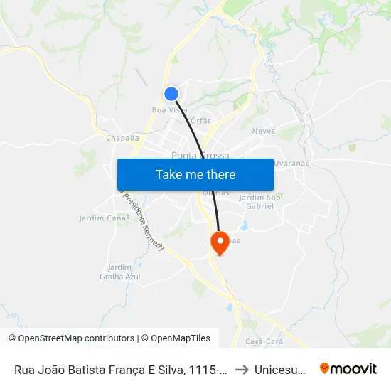 Rua João Batista França E Silva, 1115-1137 to Unicesumar map