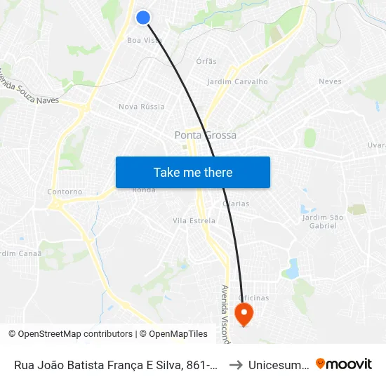 Rua João Batista França E Silva, 861-951 to Unicesumar map
