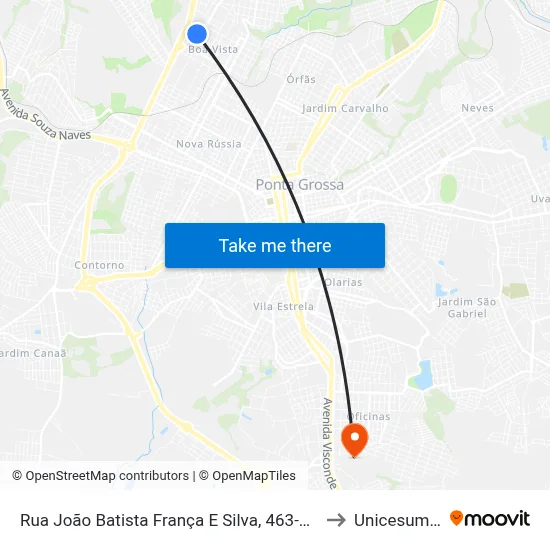 Rua João Batista França E Silva, 463-565 to Unicesumar map