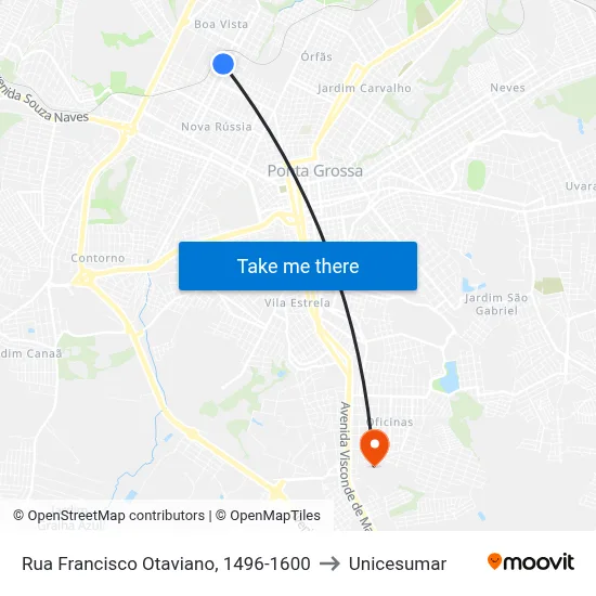 Rua Francisco Otaviano, 1496-1600 to Unicesumar map
