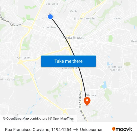 Rua Francisco Otaviano, 1194-1254 to Unicesumar map