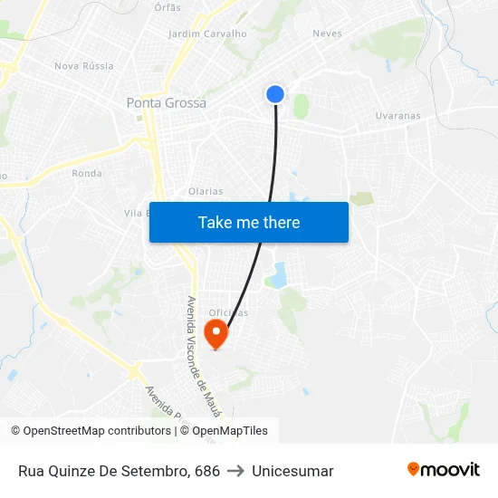 Rua Quinze De Setembro, 686 to Unicesumar map
