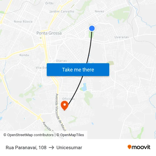 Rua Paranavaí, 108 to Unicesumar map