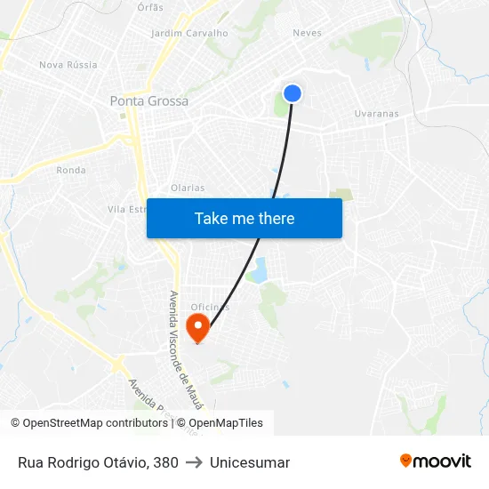 Rua Rodrigo Otávio, 380 to Unicesumar map