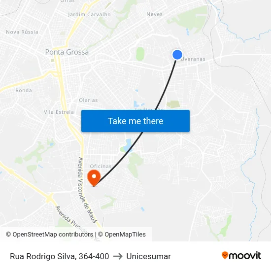 Rua Rodrigo Silva, 364-400 to Unicesumar map