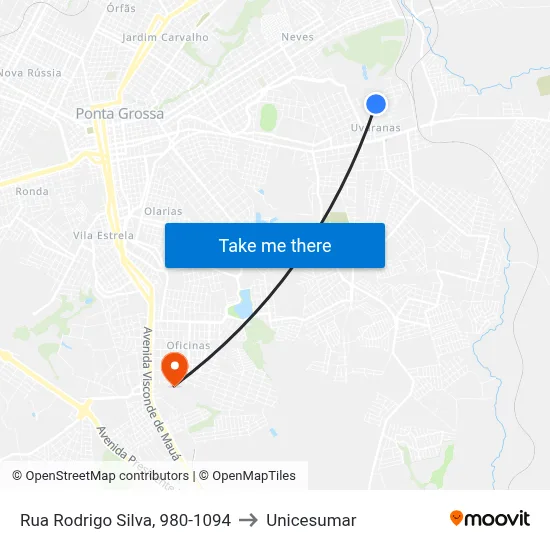 Rua Rodrigo Silva, 980-1094 to Unicesumar map
