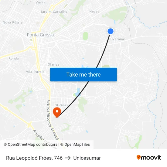 Rua Leopoldó Fróes, 746 to Unicesumar map