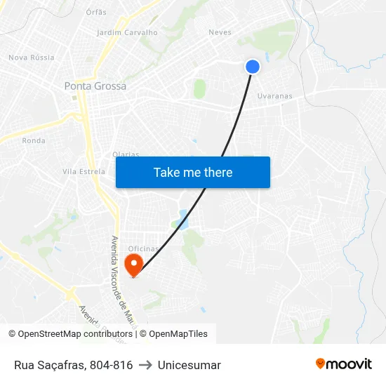Rua Saçafras, 804-816 to Unicesumar map