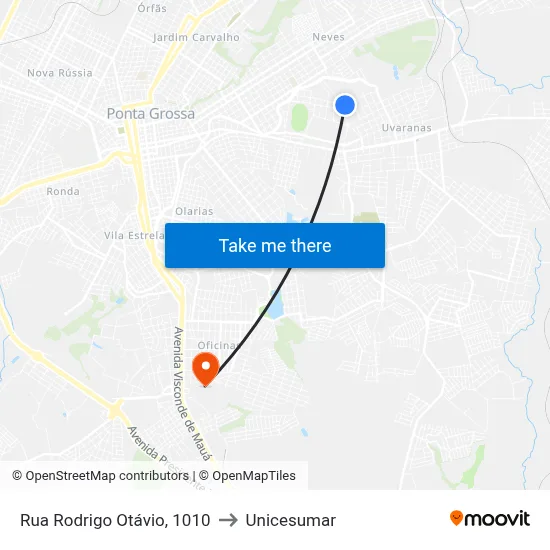Rua Rodrigo Otávio, 1010 to Unicesumar map