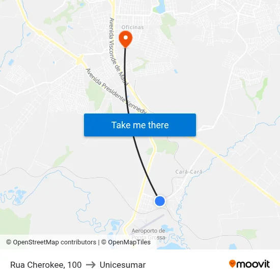 Rua Cherokee, 100 to Unicesumar map