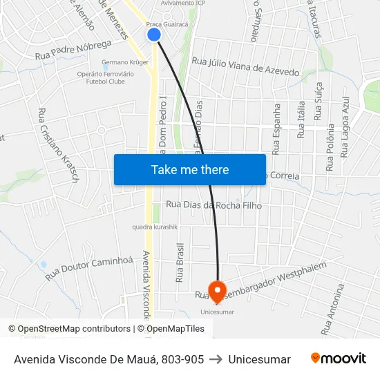 Avenida Visconde De Mauá, 803-905 to Unicesumar map
