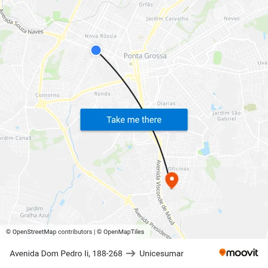 Avenida Dom Pedro Ii, 188-268 to Unicesumar map