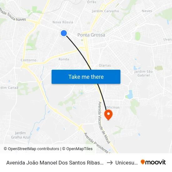 Avenida João Manoel Dos Santos Ribas, 1013-1081 to Unicesumar map