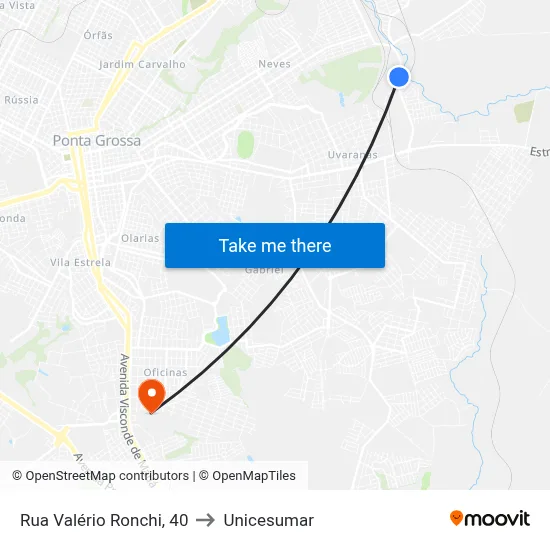 Rua Valério Ronchi, 40 to Unicesumar map