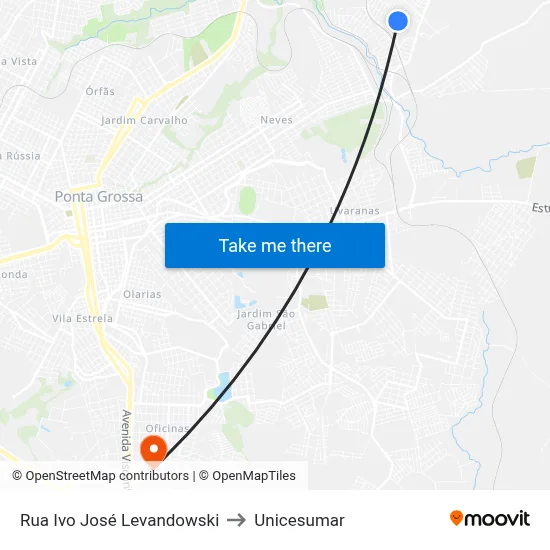 Rua Ivo José Levandowski to Unicesumar map