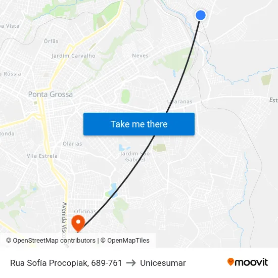 Rua Sofía Procopiak, 689-761 to Unicesumar map