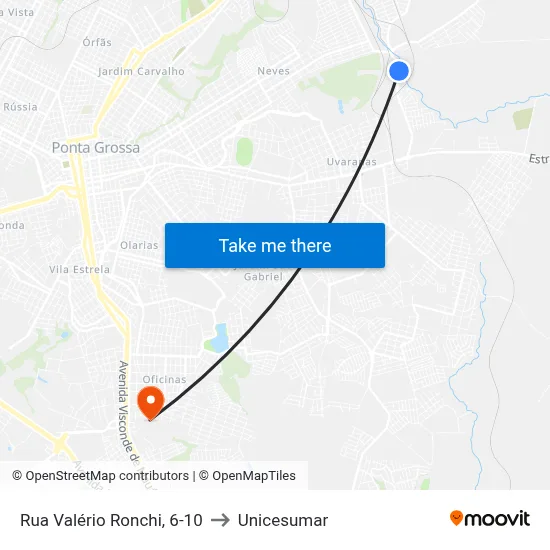 Rua Valério Ronchi, 6-10 to Unicesumar map