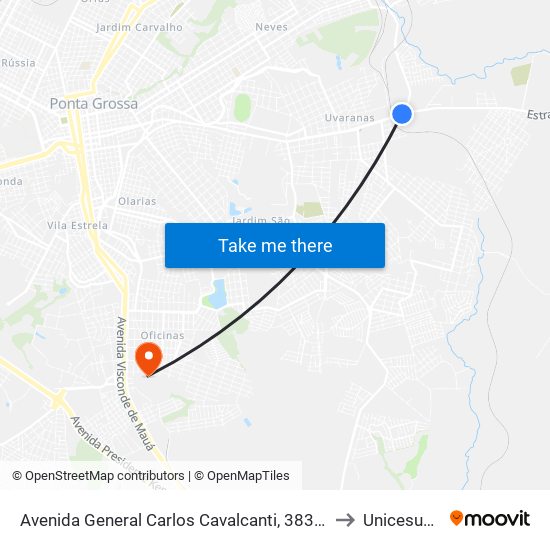 Avenida General Carlos Cavalcanti, 3830-3992 to Unicesumar map