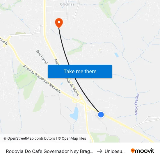Rodovia Do Cafe Governador Ney Braga, 130 to Unicesumar map