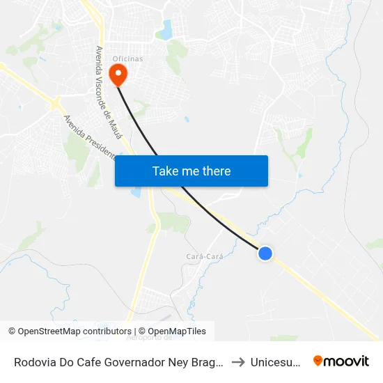 Rodovia Do Cafe Governador Ney Braga, 230 to Unicesumar map