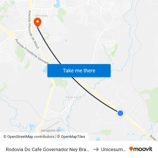 Rodovia Do Cafe Governador Ney Braga to Unicesumar map