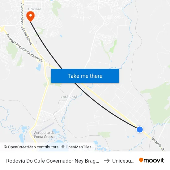 Rodovia Do Cafe Governador Ney Braga, 16731 to Unicesumar map