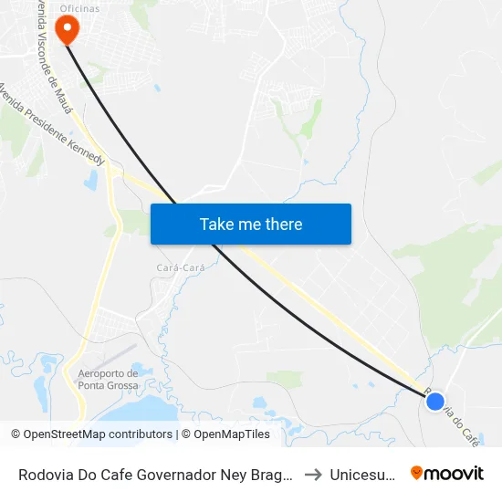 Rodovia Do Cafe Governador Ney Braga, 3917 to Unicesumar map